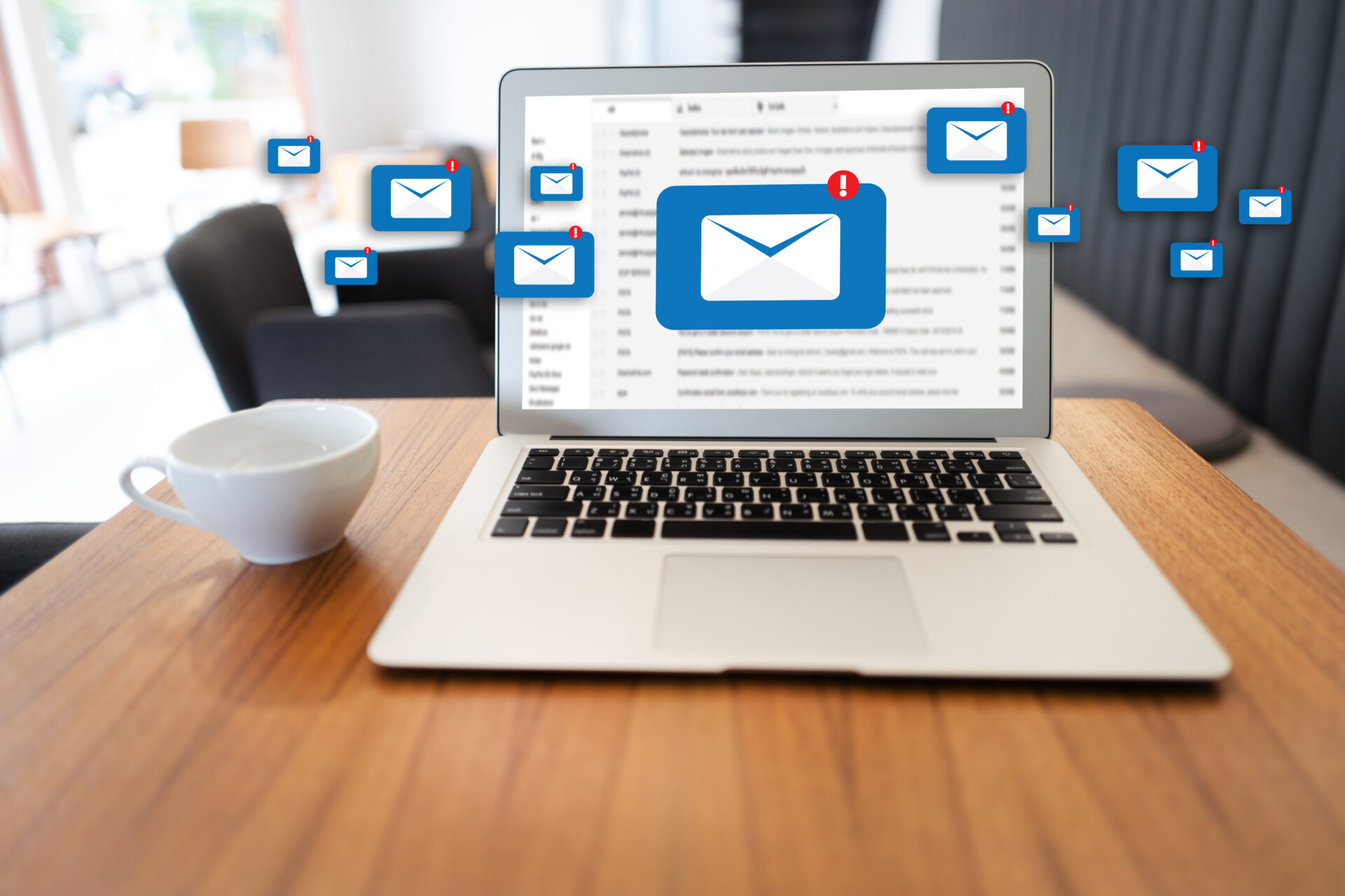 Moderner Laptop zeigt Posteingang